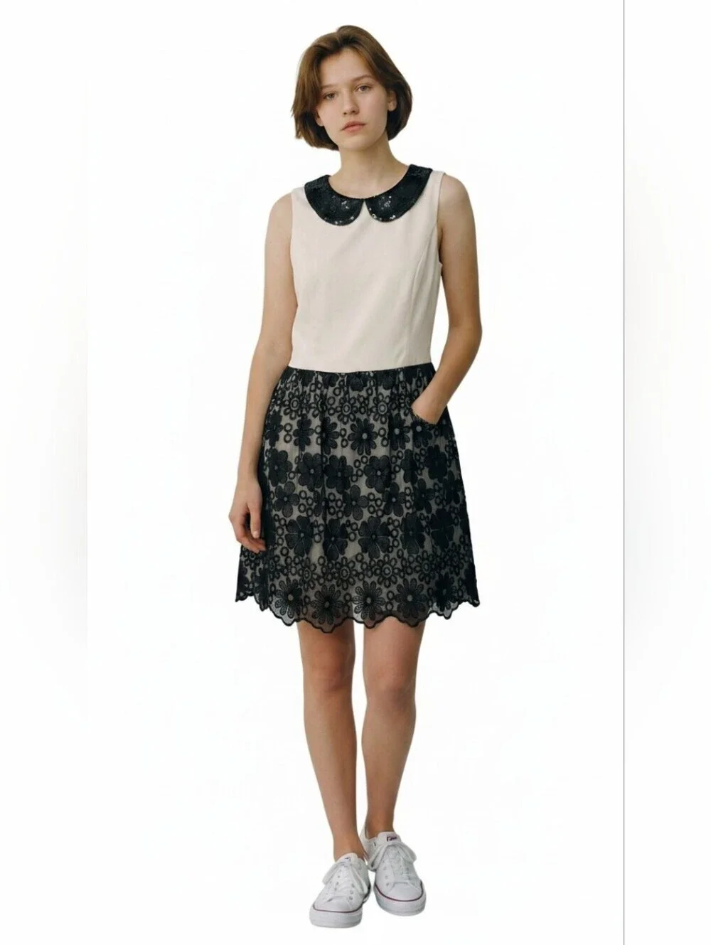 Kensie Elegant Black and White Sleeveless Dress - Picture 1 of 8